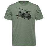 AH-64 Apache Sketch Adult T-shirt - military green heather