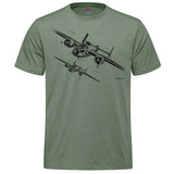 B-25 Mitchell Sketch Adult T-shirt - military green heather
