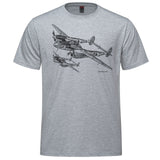 P-38 Lightning Sketch Adult T-shirt - athletic heather