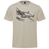 P-38 Lightning Sketch Adult T-shirt - sand