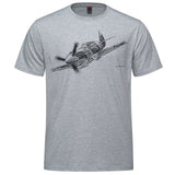 P-40 Warhawk Sketch Adult T-shirt - athletic heather