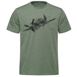 P-40 Warhawk Sketch Adult T-shirt - military green heather