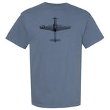 P-51 Mustang Vintage Vertical Garment Dyed Adult T-shirt - blue jean