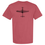 P-51 Mustang Vintage Vertical Garment Dyed Adult T-shirt - crimson