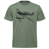 Spitfire MKIX Sketch Adult T-shirt - military green heather