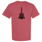SR-71 Blackbird Vintage Vertical Garment Dyed Adult T-shirt - crimson