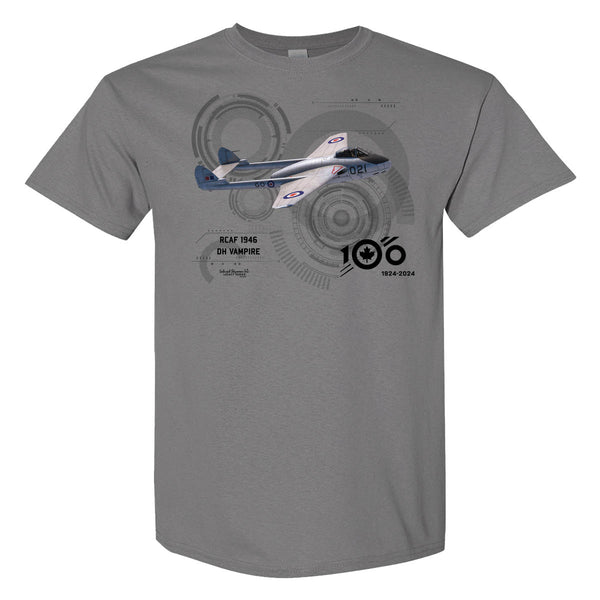 RCAF 100 Legacy Vampire Adult T-shirt - silver