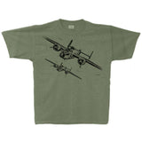 B-25 Mitchell Sketch Adult T-shirt Military Green Heather