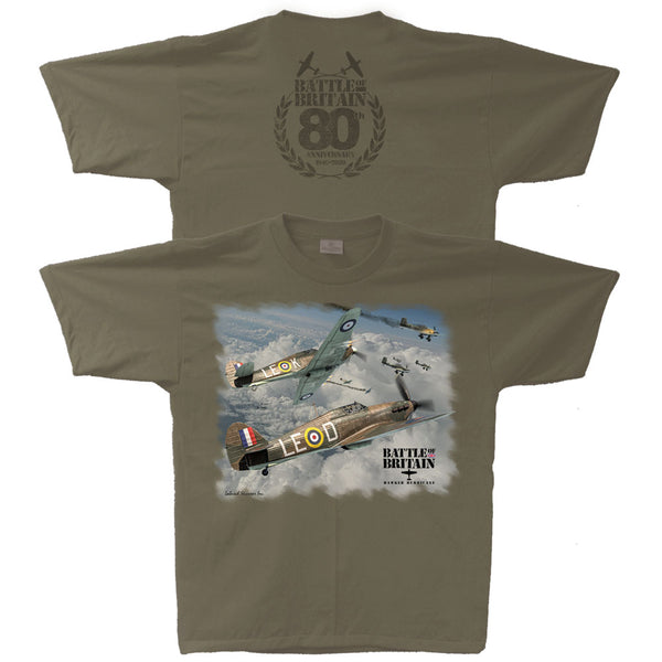 Battle of Britain 80th Anniversary Hawker Hurricane Adult T-shirt Military Green