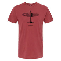 F4U Corsair Vintage Vertical Garment Dyed Adult T-shirt Crimson