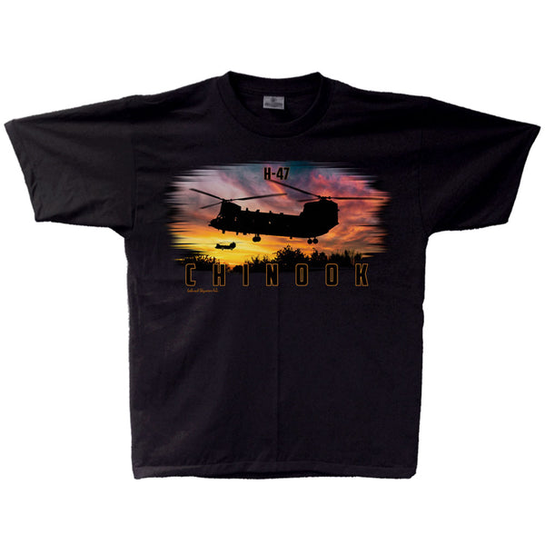 H-47 Chinook Sunset Adult T-shirt Black