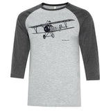 Nieuport 17 Sketch Adult T-shirt - baseball T grey/grey