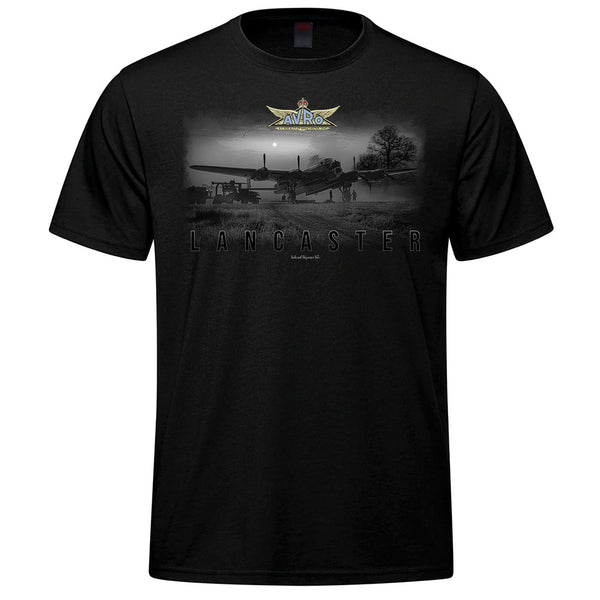 Avro Lancaster Misty Morning Adult T-shirt - black
