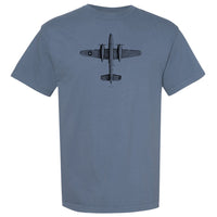 B-25 Mitchell Vintage Vertical Garment Dyed Adult T-shirt - blue jean