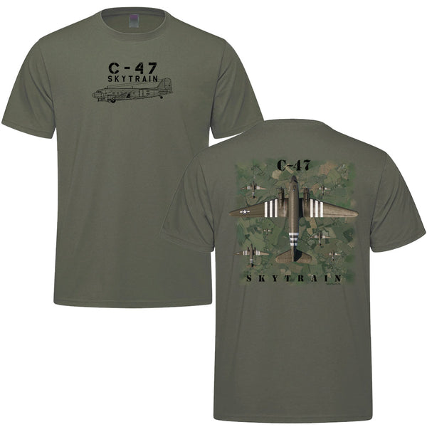 C-47 Top View Adult T-shirt - military green