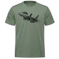 F-14 Tomcat Sketch Adult T-shirt - military green heather