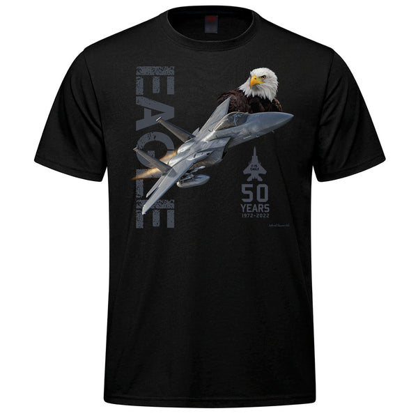 F-15 Eagle 50th Anniversary Adult T-shirt - black