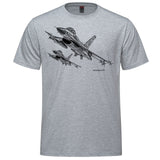 F-16 Falcon Sketch Adult T-shirt - athletic heather