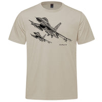 F-16 Falcon Sketch Adult T-shirt - sand