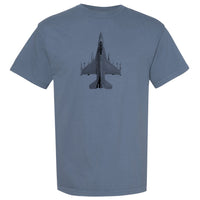 F-16 Falcon Vintage Vertical Garment Dyed Adult T-shirt - blue jean