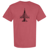F-16 Falcon Vintage Vertical Garment Dyed Adult T-shirt - crimson