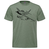 F-86 Sabre Sketch Adult T-shirt - military green heather