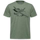 F-86 Sabre Sketch Adult T-shirt - military green heather