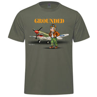 P-40 Grounded Adult T-shirt - military green