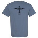 Hawker Hurricane Vintage Vertical Garment Dyed Adult T-shirt - blue jean