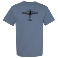 Hawker Typhoon Vintage Vertical Garment Dyed Adult T-shirt - blue jean