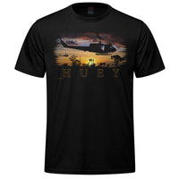 UH-1 Huey Sunset Adult T-shirt - black