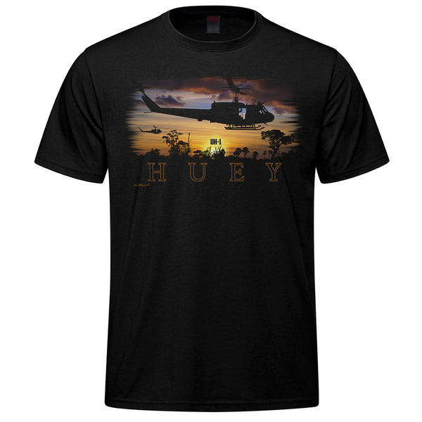 UH-1 Huey Sunset Adult T-shirt - black
