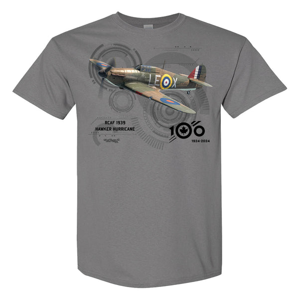 RCAF 100 Legacy Hawker Hurricane Adult T-shirt - silver