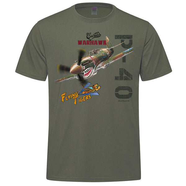 P-40 Warhawk Adult T-shirt - military green