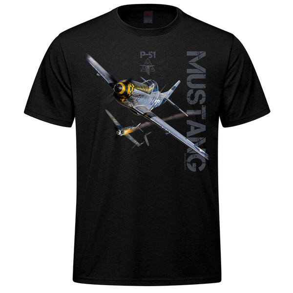P-51 Mustang Vintage Adult T-shirt - black