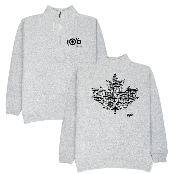 RCAF 100 Maple Leaf Collection 1.4" Zip Adult Nantucket Jacket - salt & pepper