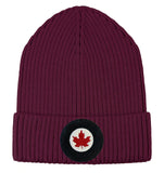RCN Roundel Rib Knit Winter Toque - burgundy