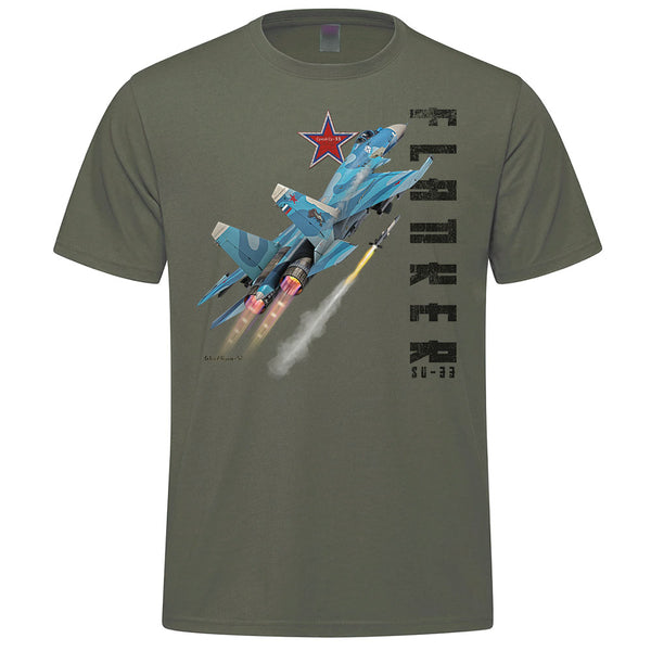 SU-33 Flanker Adult T-shirt - military green