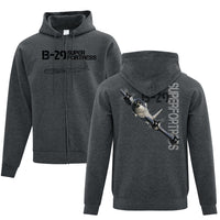 B-29 Superfortress Full Zip Adult Hoodie Charcoal Heather