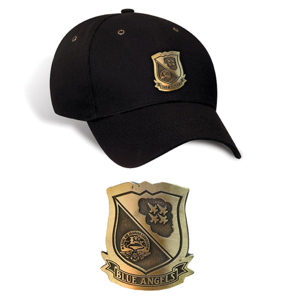 Blue Angels Brass Cap Black