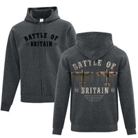 Battle of Britain Vintage Full Zip Adult Hoodie Charcoal Heather