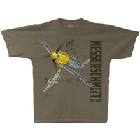 BF-109 Messerschmitt Vintage Adult T-shirt Military Green