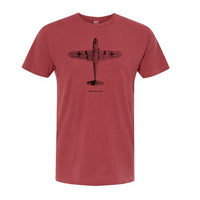 BF-109 Messerschmitt Vintage Vertical Garment Dyed Adult T-shirt Crimson