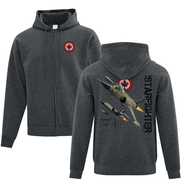 CF-104 Starfighter Full Zip Adult Hoodie Charcoal Heather