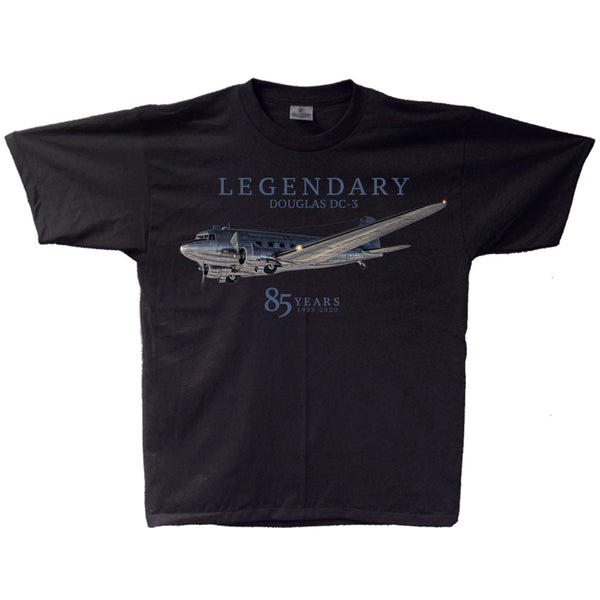 DC-3 85th Anniversary Adult T-shirt Black