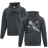 F-14 Tomcat Full Zip Adult Hoodie Charcoal Heather