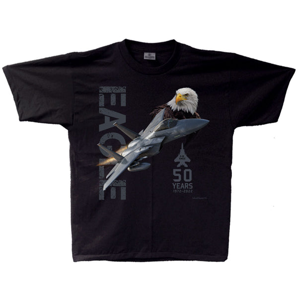 F-15 Eagle 50th Anniversary Adult T-shirt Black