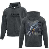 F-15 Eagle Full Zip Adult Hoodie Charcoal Heather