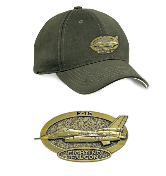 F-16 Falcon Brass Cap Khaki