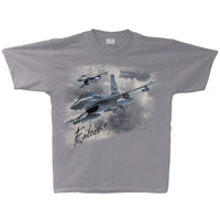 F-16 Falcon Flight Adult T-shirt Silver